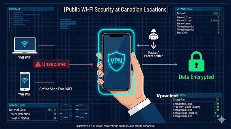 Protect data on public Wi-Fi in Canada at airports and cafes using VPN