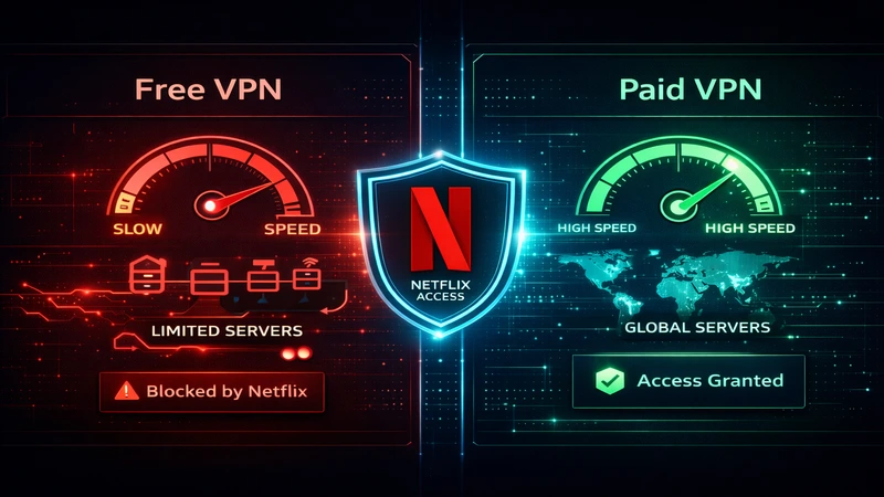 Comparison of free vs paid VPN for Netflix streaming performance