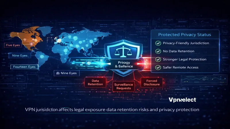 VPN jurisdiction map showing Five Eyes countries and privacy risk zones