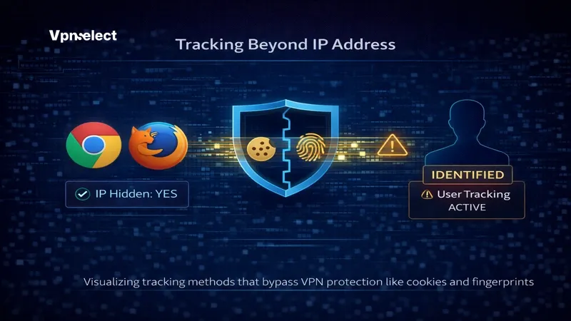 Comparison of data a VPN hides versus tracking methods that bypass VPN protection.