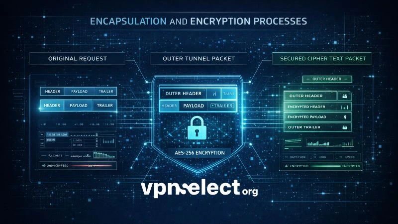 Visualization of advanced Double VPN technique with layered server encryption