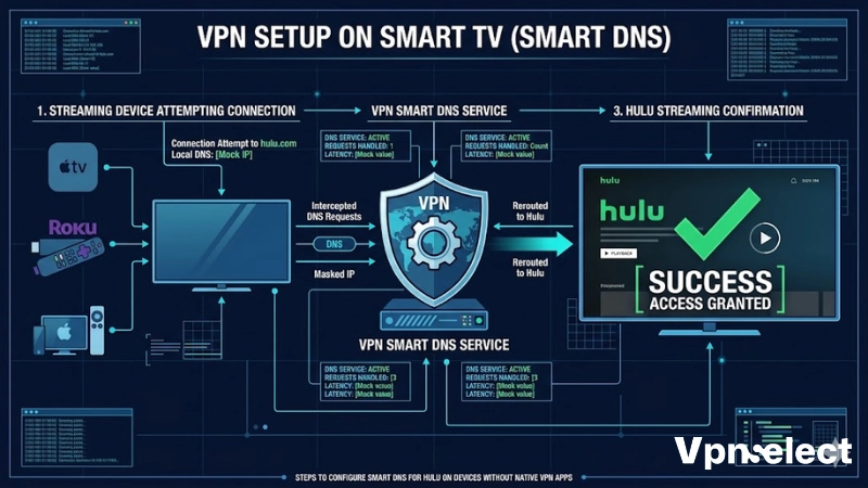 infographic how to setup vpn hulu smart tv dns method