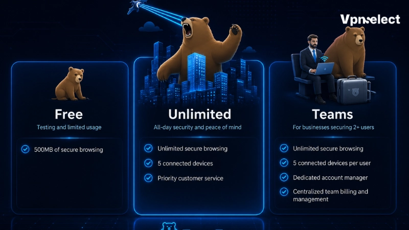 TunnelBear Free vs Paid Plans